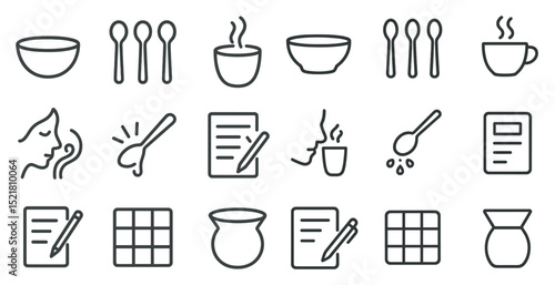 Cooking and dining icons set for recipe design and food blogs