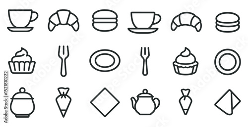 Elegant café elements icons for menus and designs