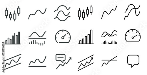 Financial and data analysis icons for business and marketing design