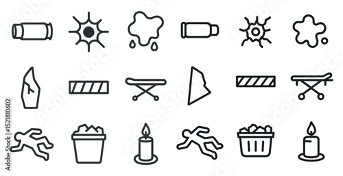 Crime scene elements and investigation icons for forensic design