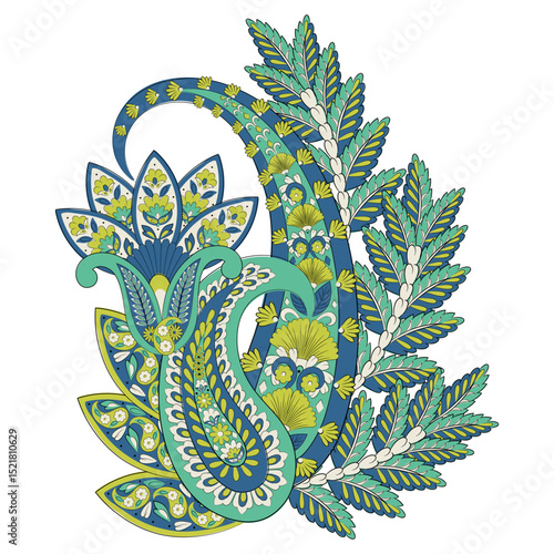 Vector paisley pattern. Vintage flowers Decorative ornament card, invitation, web design