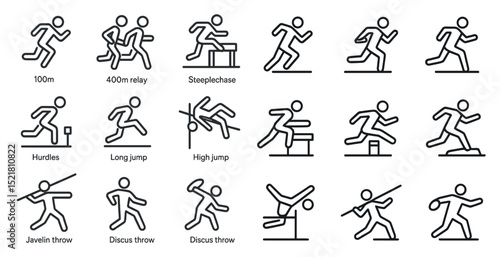 Athletic event icons collection for sports design and decoration