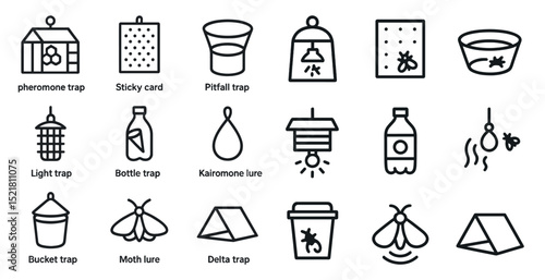 Insect trap icons collection for pest control and garden design