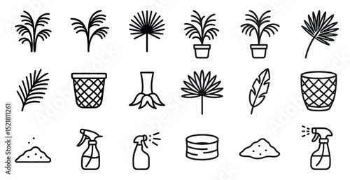 Minimalist botanical icons for nature-themed design projects