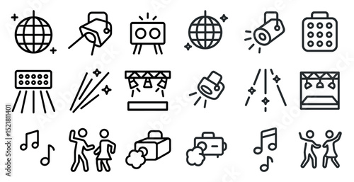 Party icons set for event planning and music themes