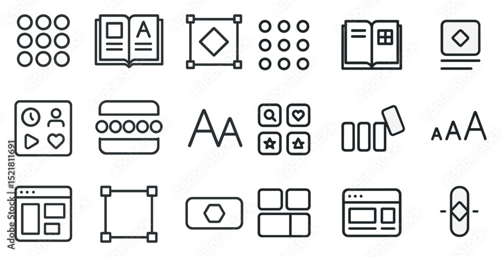 Icon set for user interface and design layout elements Icon set for user interface and design layout elements