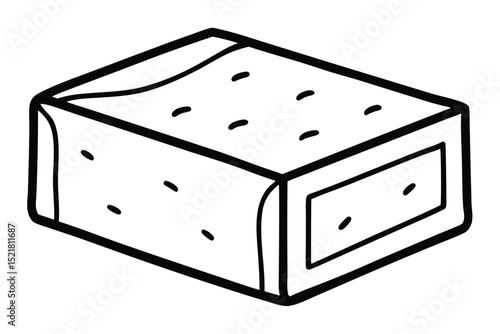 Simple Black and White Graphic Illustration of Rectangular Box with Dots on Surface
