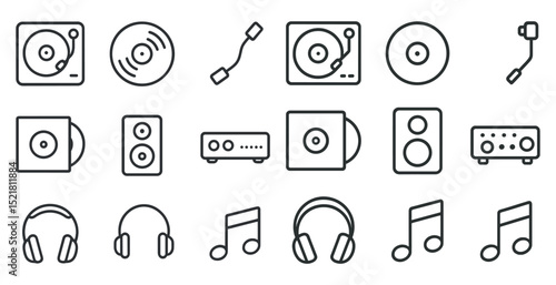 Retro music icons for audio design and creative projects