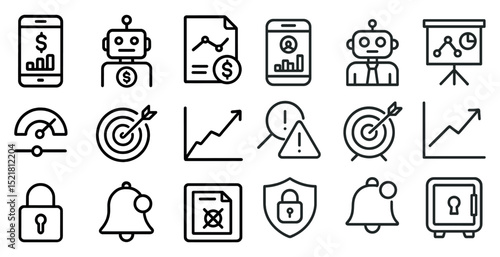 Financial and security icons for modern business and technology design projects