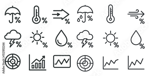 Weather icons collection for forecast and climate illustration