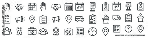 Volunteer deployment and scheduling icons for organizational planning