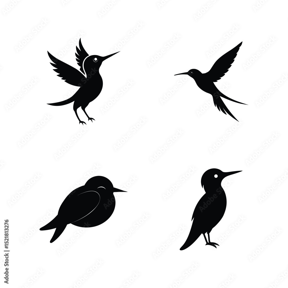 Fototapeta premium Bee eater bird silhouette set for tropical and colorful bird designs vector illustration.