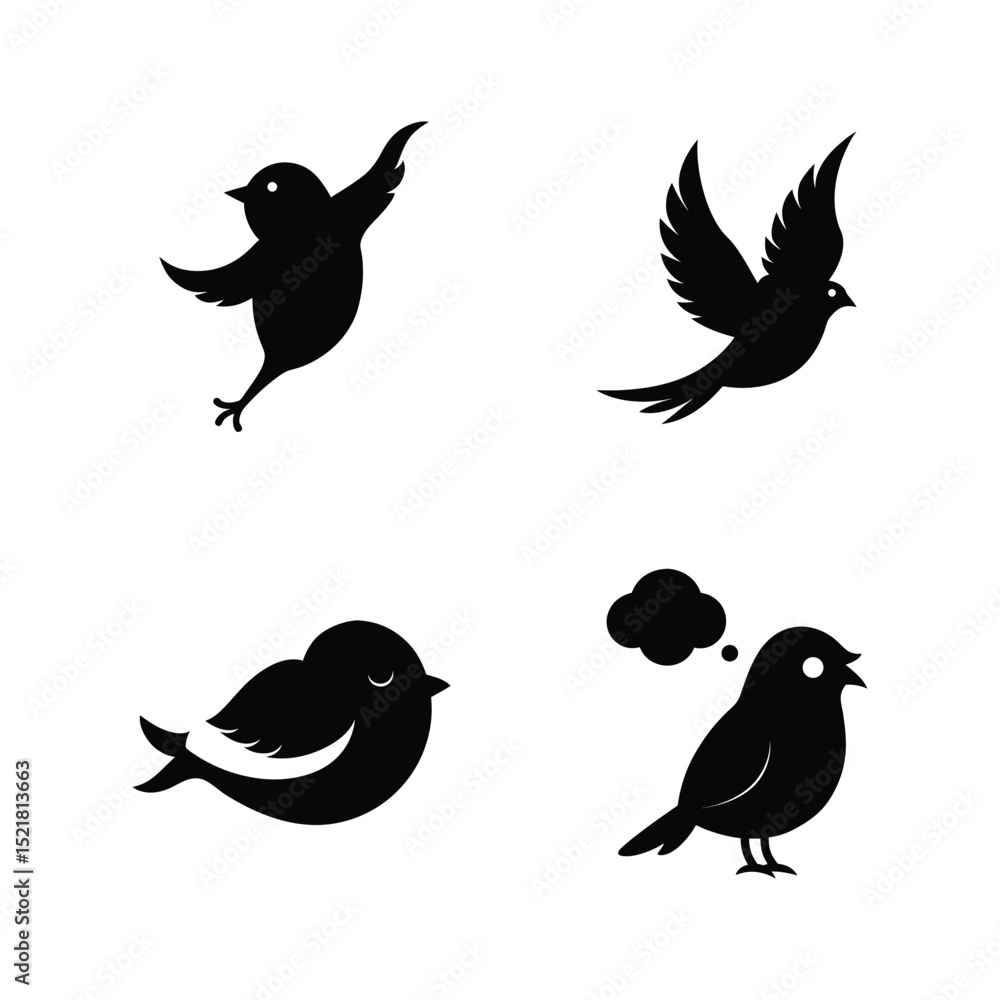 Fototapeta premium Canary bird silhouette set ideal for cheerful and melodic songbird designs vector illustration.