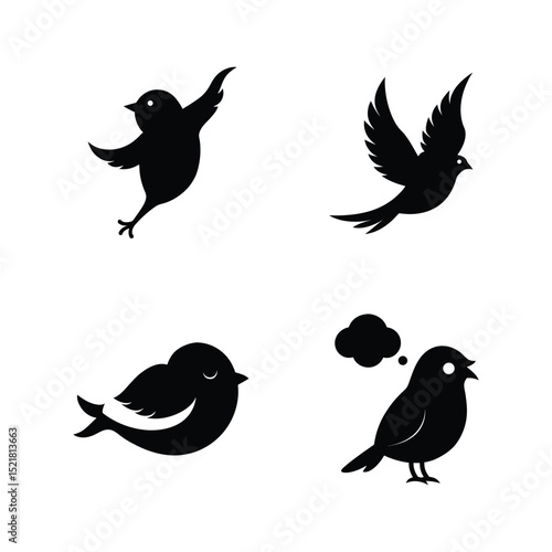 Canary bird silhouette set ideal for cheerful and melodic songbird designs vector illustration.