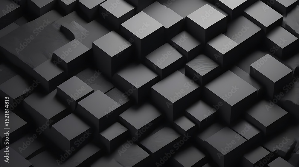 Fototapeta premium Abstract dark grey 3d cube background texture