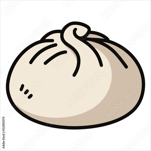 Bao bun vector icon, steamed meat filling. Perfect for dim sum, Chinese food, and restaurant branding.