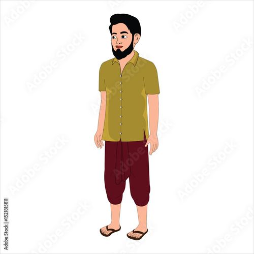 2d Indian Man cartoon character ready for animation moral stories, made by Adobe Illustrator and ready for Animate CC. 