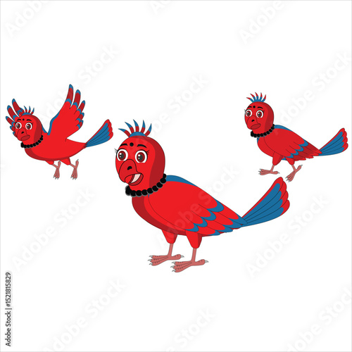 A beautiful Red bird with different position.
Made for Hindi moral stories, Create with Illustrator and Ready for Animate CC. 