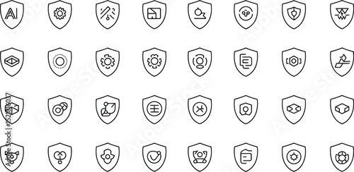 set of metal shields silhouette