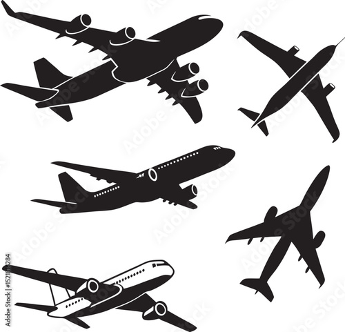 plane silhouette on a white background, vector illustration, airplane vector, plane vector