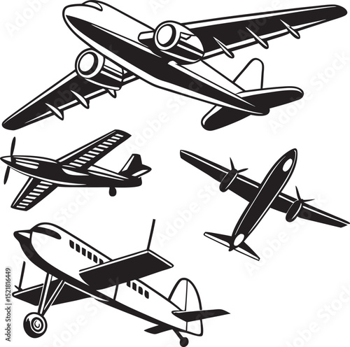 plane silhouette on a white background, vector illustration, airplane vector, plane vector