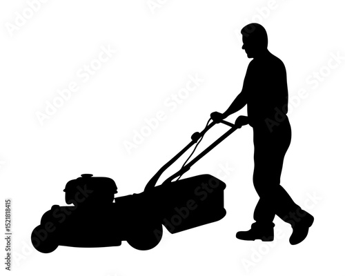 man mowing grass lawn