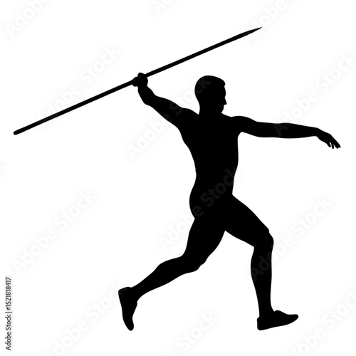 Black Silhouette of Javelin Thrower – Olympic Sports Illustration


