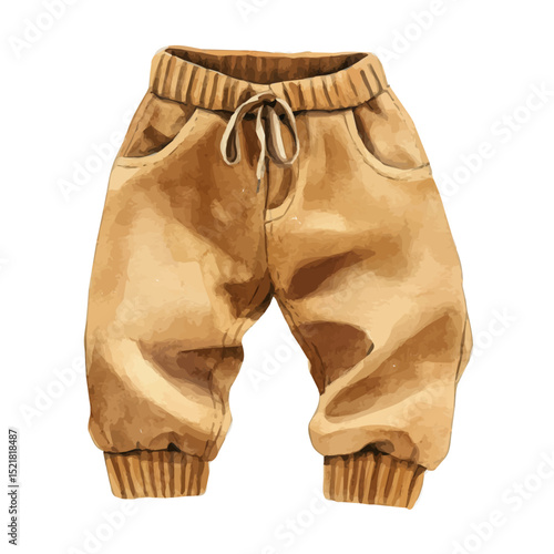 Corduroy Pants, watercolor clipart vector, high quality, isolated on a white background.