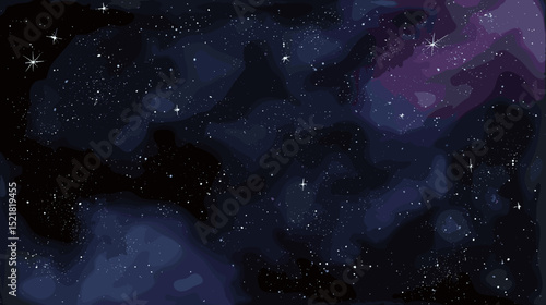 Dark celestial watercolor background featuring stars and galaxies  