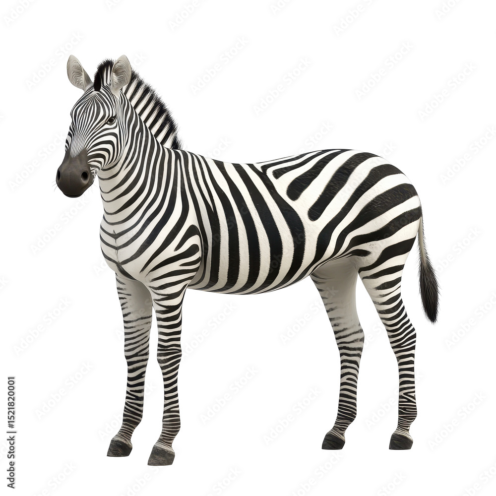 Obraz premium Zebra standing against a plain background showcasing its unique black and white stripes