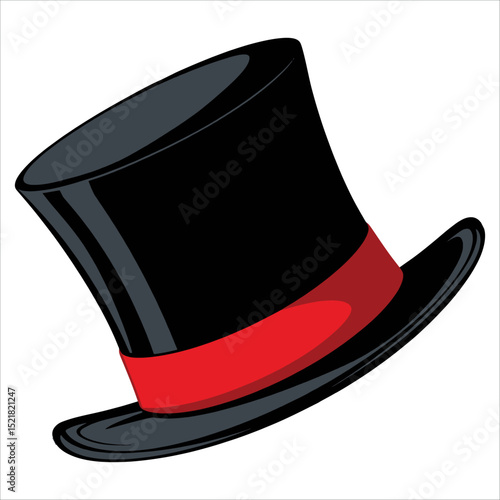 Cartoon vintage top hat vector on white. Ideal for historical, formal wear, and elegant style designs.