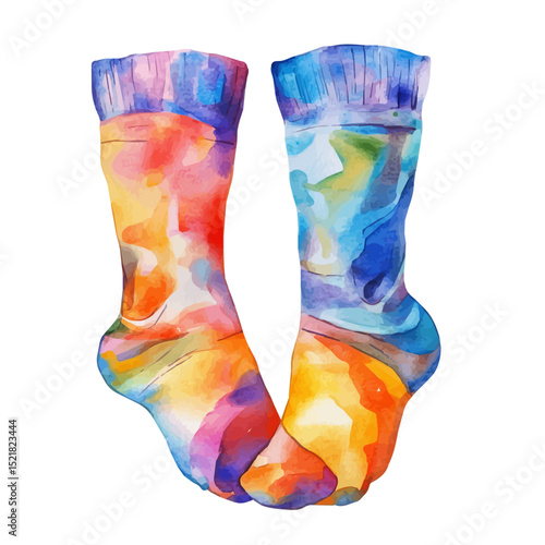 Compression Socks, watercolor illustration vector, high quality, isolated on a white background.