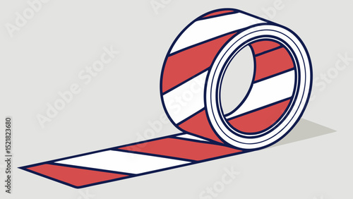 Red and white striped packing tape roll on a light background  