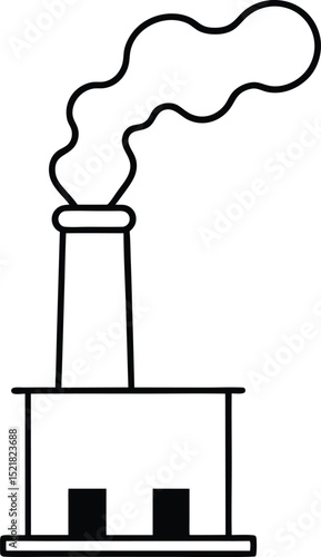 chimney with smoke icon line art vector illustration on transparent background