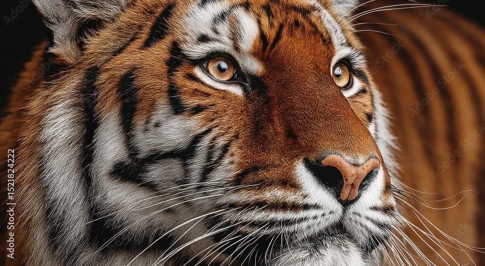 Fototapeta premium Close-Up of a Bengal Tiger's Face, Symbolizing Wildlife Conservation and Endangered Species Awareness, Perfect for Educational Materials and Environmental Campaigns : Generative AI