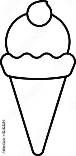 ice cream con icon line art vector illustration on transparent background