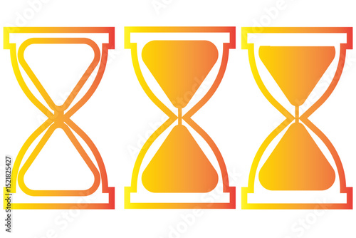 hourglass icon set, sandglass timer on transparent background, vector illustration