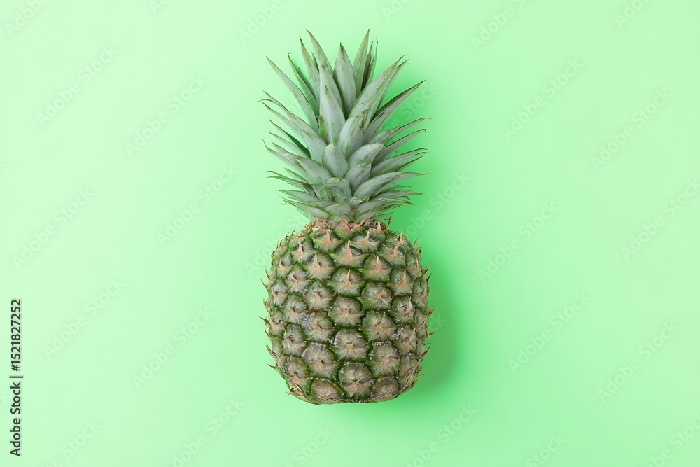 Pineapple on a vibrant green background Pineapple on a vibrant green background