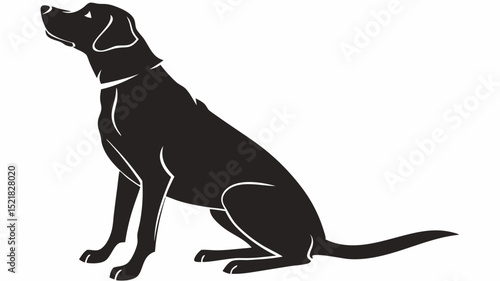 Elegant Black Labrador Retriever Silhouette Canine Art Illustration