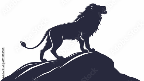 Majestic Lion Silhouette on a Mountaintop A Powerful Symbol of Strength and Royalty