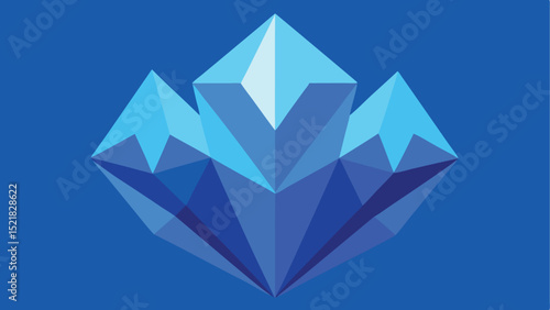 Abstract geometric crystal illustration with varying shades of blue on a bright background
