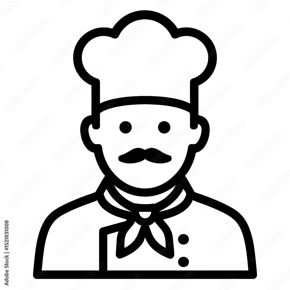 Professional Chef or Cook Icon with Moustache and Hat - Culinary Avatar Professional Chef or Cook Icon with Moustache and Hat - Culinary Avatar