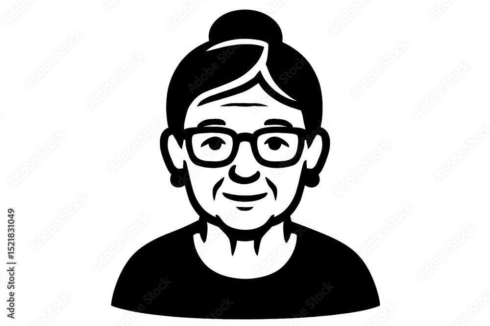 Elderly Woman with Glasses Icon - Senior User Avatar Elderly Woman with Glasses Icon - Senior User Avatar