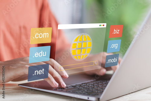 Canvas Print DNS domain name system and web server network system concept