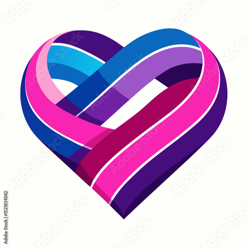 Bisexual Pride Vector Set Isolated on White Background LGBT Celebration Art