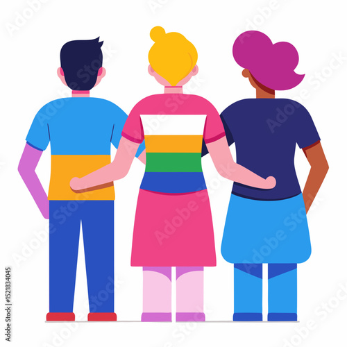 Bisexual Pride Vector Set Isolated on White Background LGBT Celebration Art