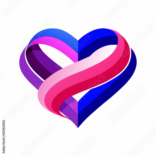 Bisexual Pride Vector Set Isolated on White Background LGBT Celebration Art