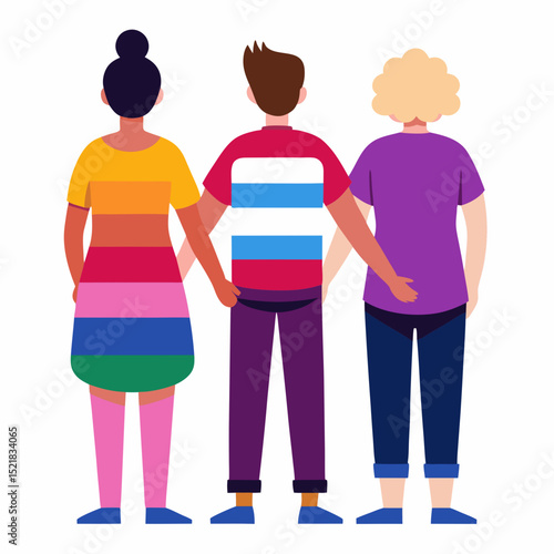 Bisexual Pride Vector Set Isolated on White Background LGBT Celebration Art