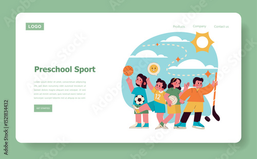 Preschool Sport. Flat Vector Illustration