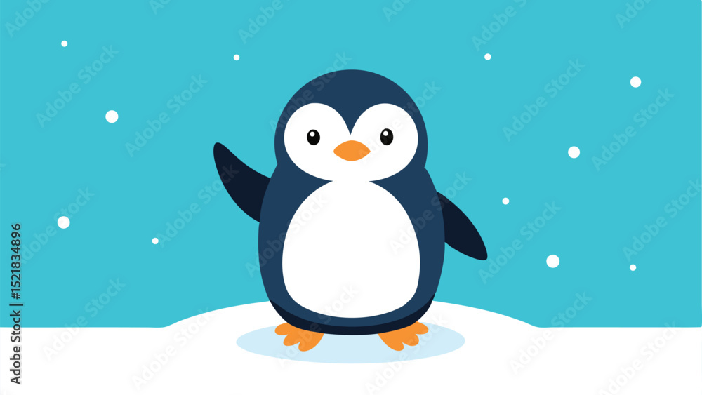 Cheerful cartoon penguin in a snowy winter scene on a white background with transparency Cheerful cartoon penguin in a snowy winter scene on a white background with transparency